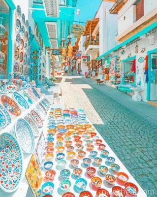Street Market Kalkan Antalya Turkey Painting By Numbers Kits