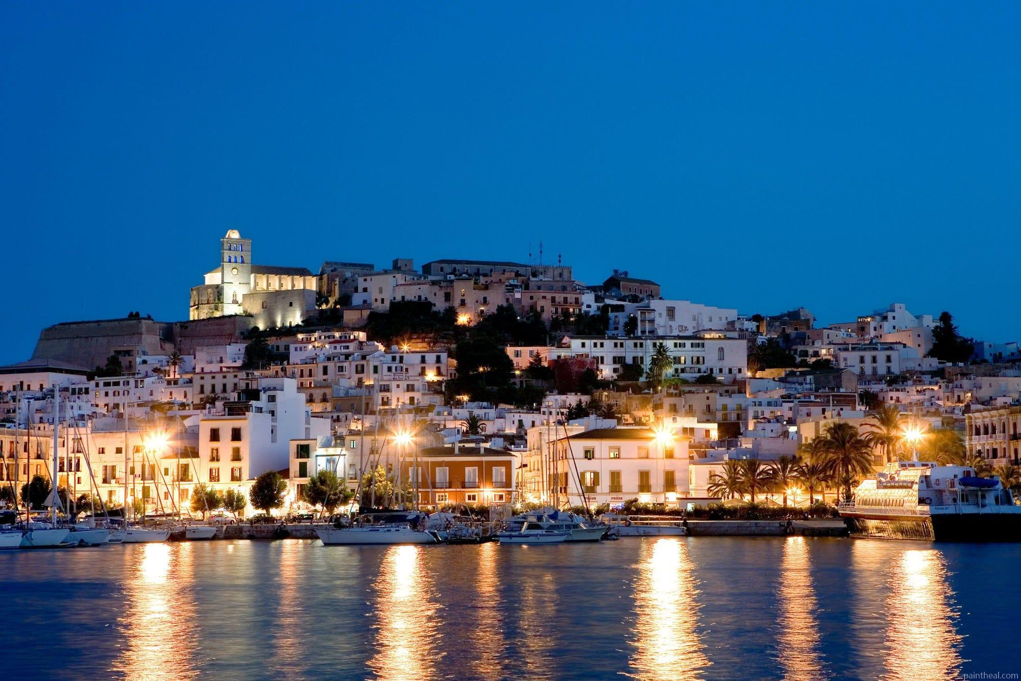 Port Ibiza At Night Cities Painting By Numbers Kits