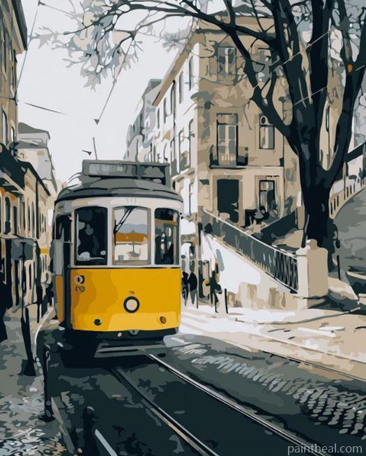 Lisbon Yellow bus Cities Painting By Numbers Kits