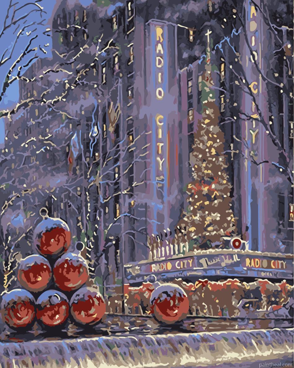 Christmas Night in New York Cities Painting By Numbers Kits
