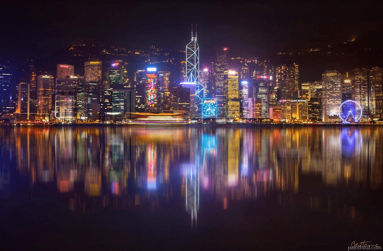Hong Kong Skyline Lights Cities Painting By Numbers Kits
