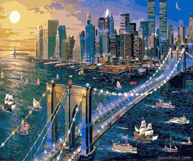 New York Brooklyn Bridge Cities Painting By Numbers Kits