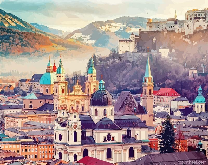 Beautiful Morning Salzburg Cities Painting By Numbers Kits