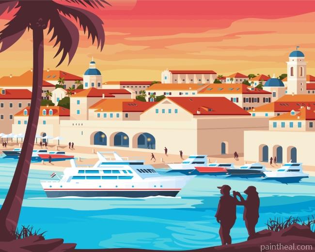 Dubrovnik Vintage Poster Painting By Numbers Kits