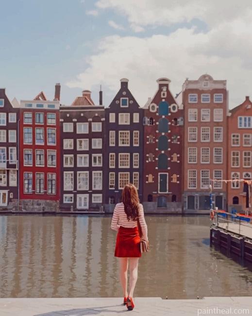 Girl Watching Amsterdam Buildings NEW Painting By Numbers Kits
