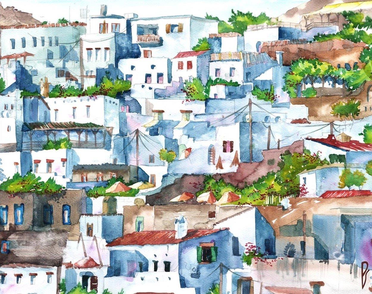 Lindos Village Cities Painting By Numbers Kits