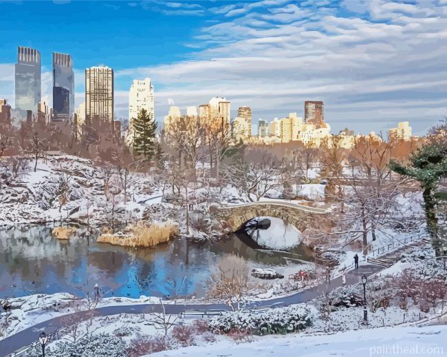 Beautiful Wintery Scene New York Painting By Numbers Kits