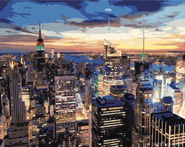New York Night View Cities Painting By Numbers Kits