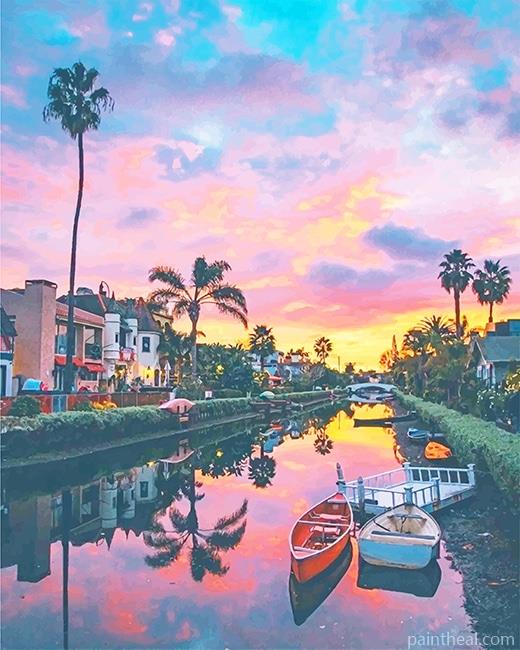 Venice Canals Los Angeles California Painting By Numbers Kits