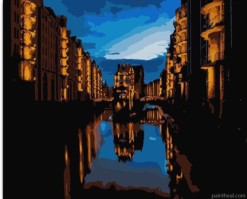 Hamburg In the Darkness Cities Painting By Numbers Kits