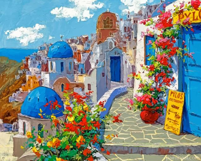 Santorini In Spring Painting By Numbers Kits