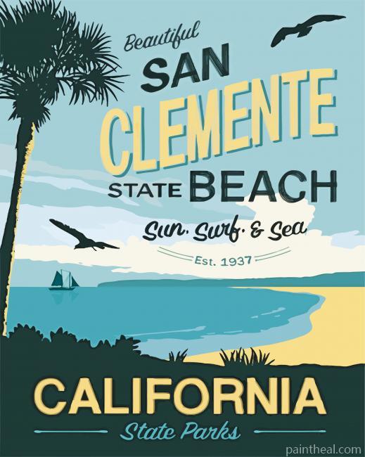 Aesthetic San Clemente Beach Poster Painting By Numbers Kits