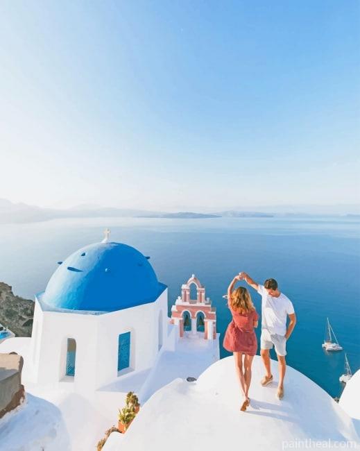 Couple Santorini Greece NEW Painting By Numbers Kits