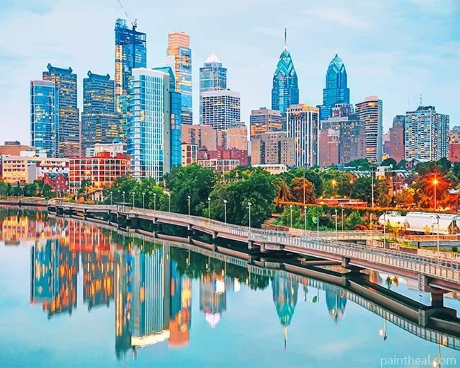 USA Philadelphia Skyline Painting By Numbers Kits