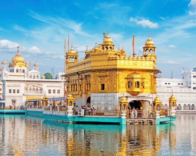 Harmandir Sahib Amristar India Punjab Golden Temple Painting By Numbers Kits