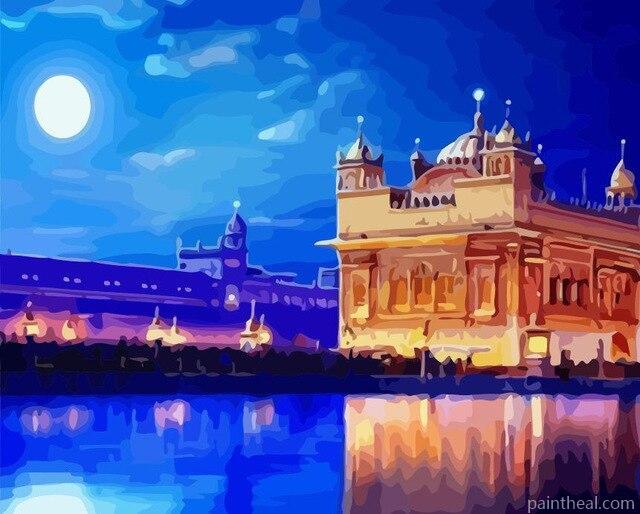 Harmandir Sahib Temple In India Cities Painting By Numbers Kits