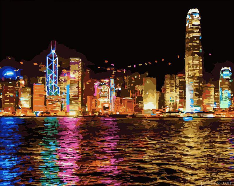 Victoria Harbour in Hong Kong Cities Painting By Numbers Kits