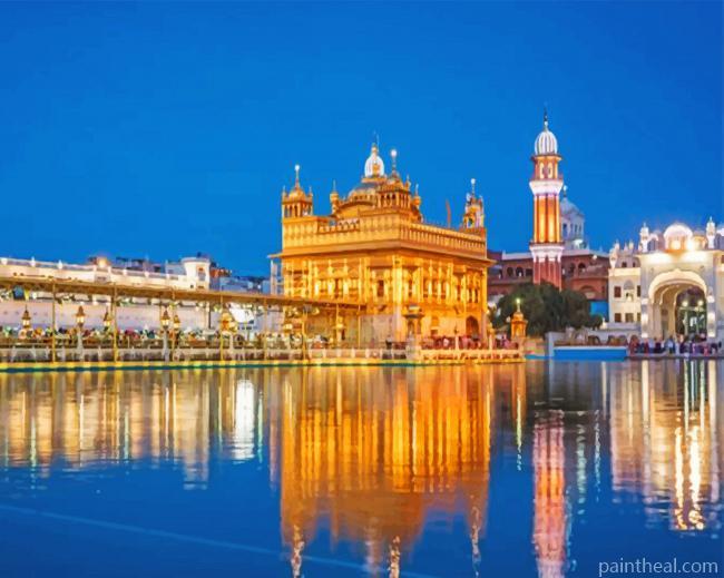 Aesthetic Golden Temple India Painting By Numbers Kits