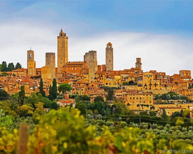 San Gimignano Italy Painting By Numbers Kits