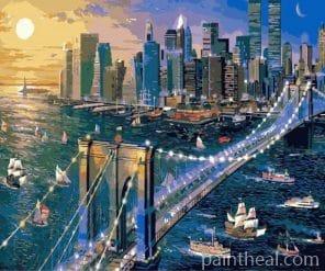 New York Brooklyn Bridge Painting By Numbers Kits