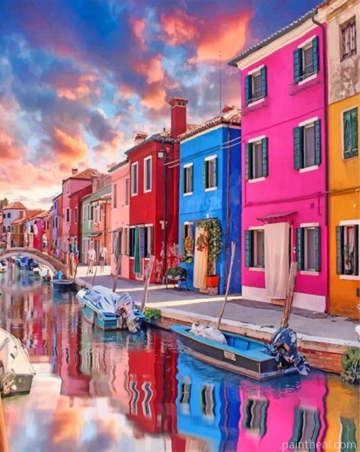 Colorful Burano Italy Painting By Numbers Kits