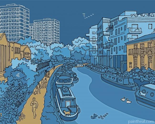 Illustration London Canal Painting By Numbers Kits