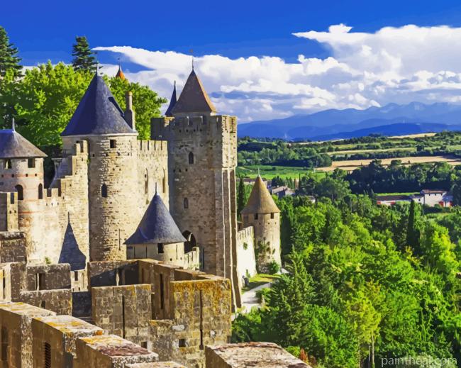 Carcassonne Castle France Painting By Numbers Kits