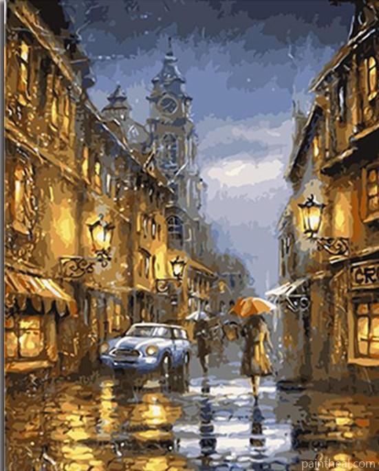 Rainy Day London Street Cities Painting By Numbers Kits