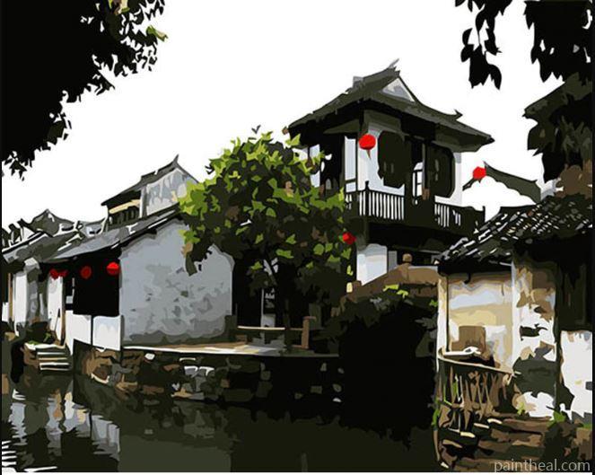 Zhouzhuang Water Town Cities Painting By Numbers Kits