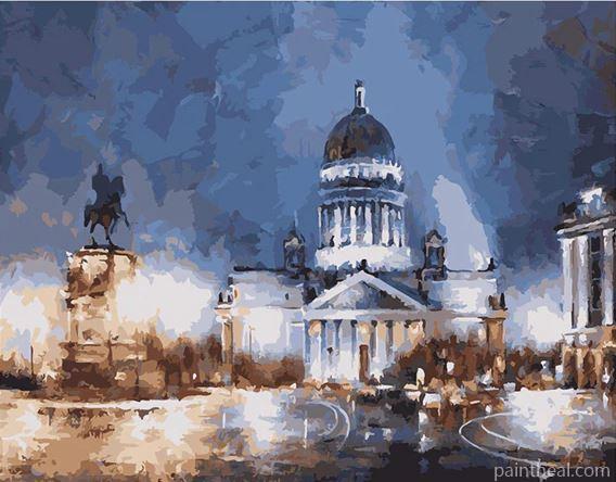 Misty Night in Saint Petersburg Cities Painting By Numbers Kits