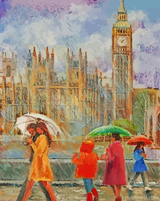 London Walk By River Art Painting By Numbers Kits