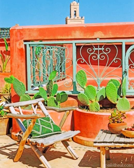 Riad Marrakesh Aesthetic Painting By Numbers Kits