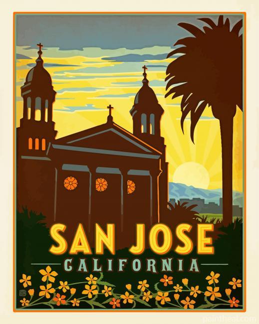 San Jose California Poster Painting By Numbers Kits