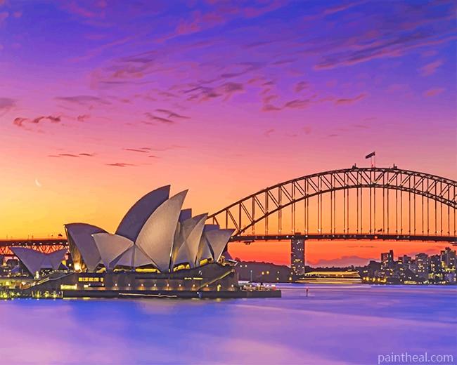 Sydney Opera House Sunset Painting By Numbers Kits