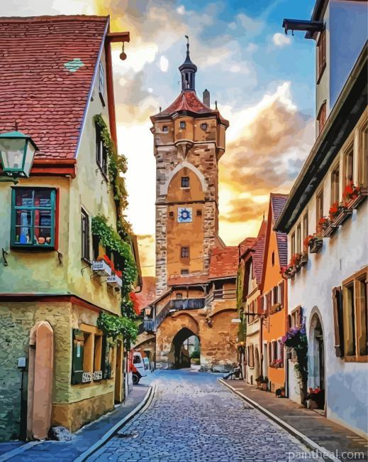 Rottenburg Street In Germany Painting By Numbers Kits
