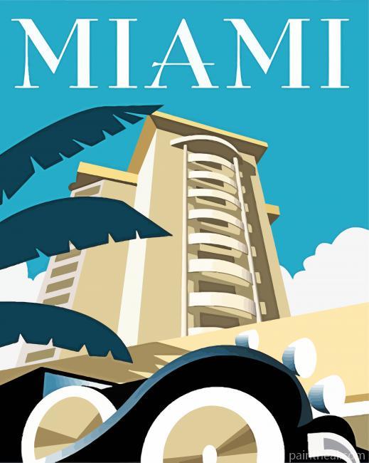 Miami Art Deco Travel Poster Painting By Numbers Kits