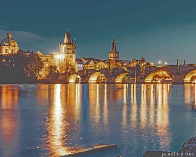 Charles Bridge At Night Painting By Numbers Kits