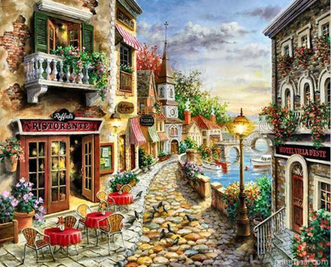 Cobbled Street in Naples Painting By Numbers Kits