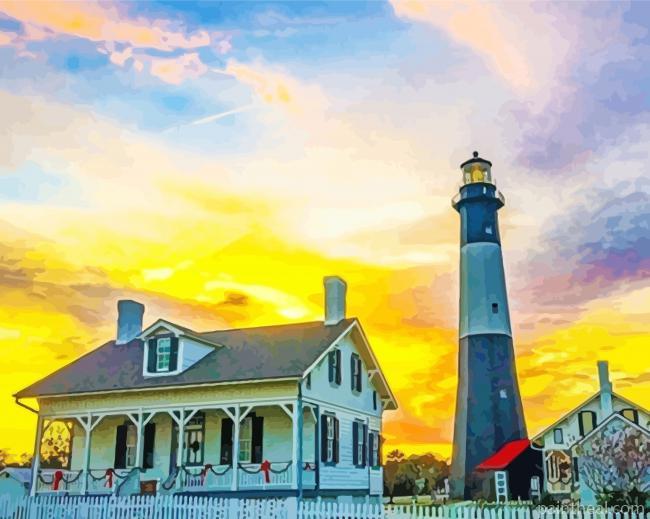 Sunset Tybee Island Light Station Painting By Numbers Kits