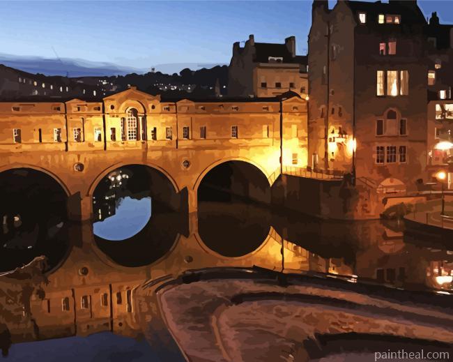 City Of Bath At Night Painting By Numbers Kits