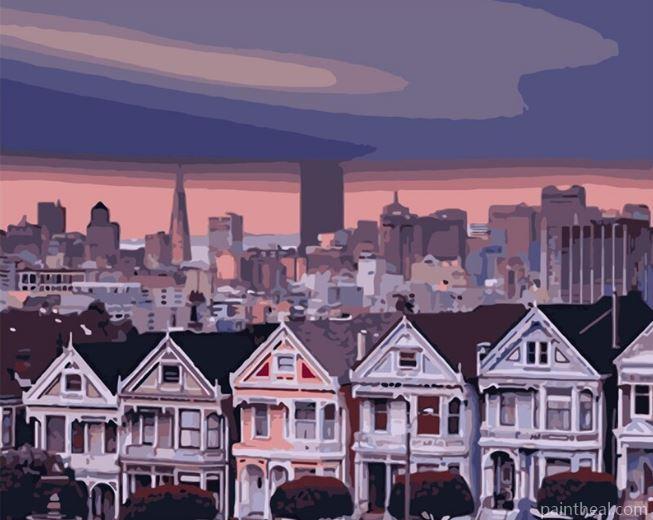 San Francisco Row Houses Cities Painting By Numbers Kits