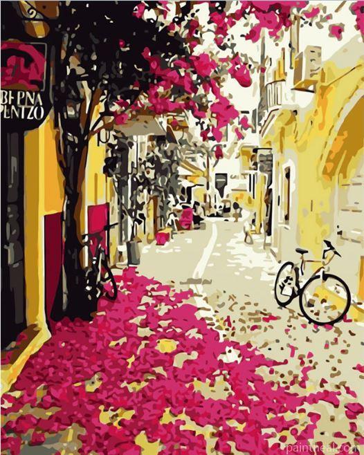 Pink leaves Milan Cities Painting By Numbers Kits