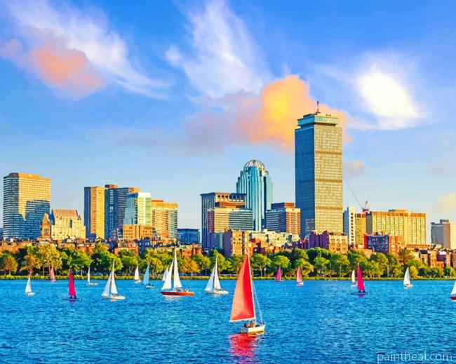 Boston Skyline View Painting By Numbers Kits