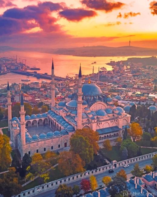 Blue Mosque Turkey Painting By Numbers Kits
