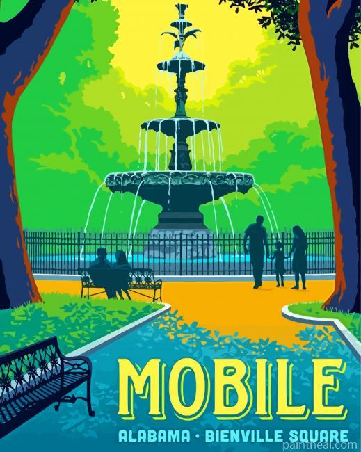 Bienville Square Alabama Poster Painting By Numbers Kits