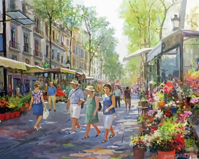 Las Ramblas Spain Painting By Numbers Kits