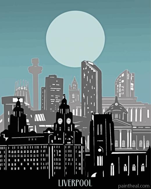 Liverpool Skyline Poster Art Painting By Numbers Kits