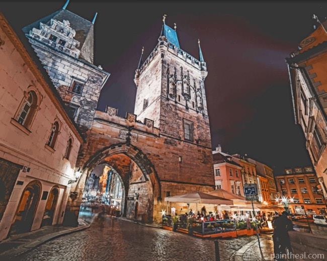 Charles Bridge Tower At Night Painting By Numbers Kits