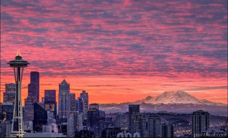 Seattle Washington Sunset Painting By Numbers Kits
