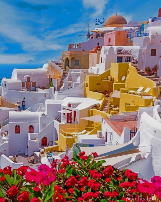 Santorini In Greece Painting By Numbers Kits